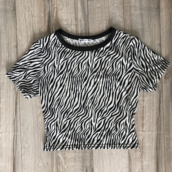 Super Soft Zebra Print Cropped Tee - Picture 1 of 4